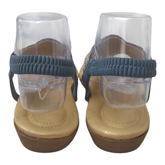 LILLEY Blue Suede Sandals UK Sz 6 Embellished Elasticized Summer Casual US Sz 8 - Picture 6 of 10
